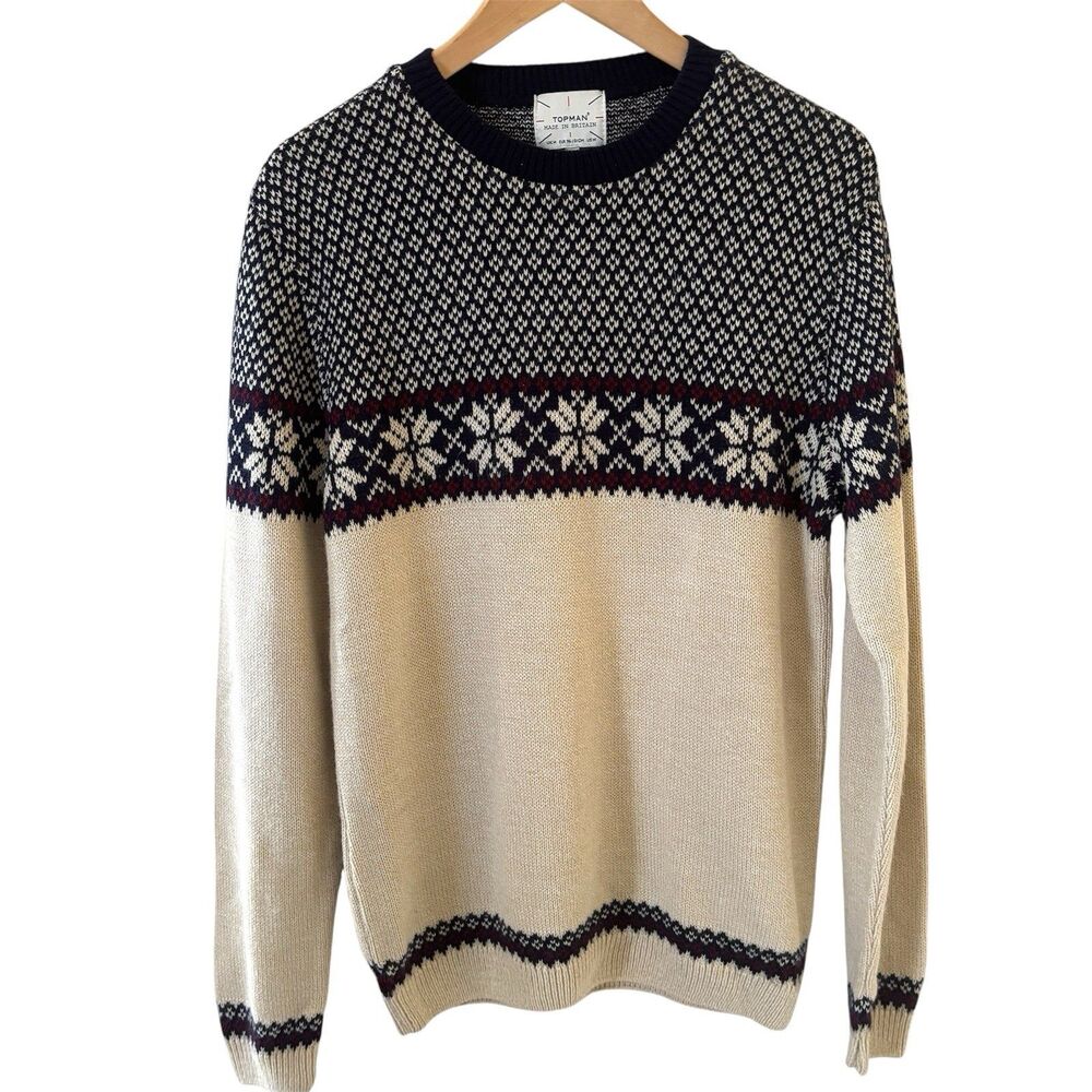 Topman Mens Fair Isle Sweater UK‎ Nordic Size Med Christmas Long Sleeve Comfort
